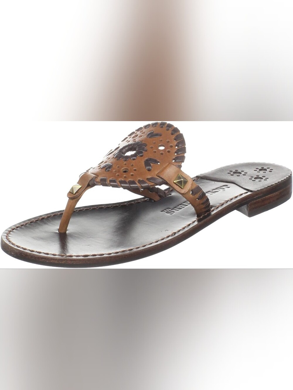 Jack Rogers Georgica Morocca Two Town Cognac Chocolate Thong Sandals Size 10
